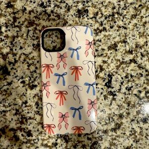 BLUE-AND-PINK BOWS iPhone 14 plus case. Used one week before getting new phone.